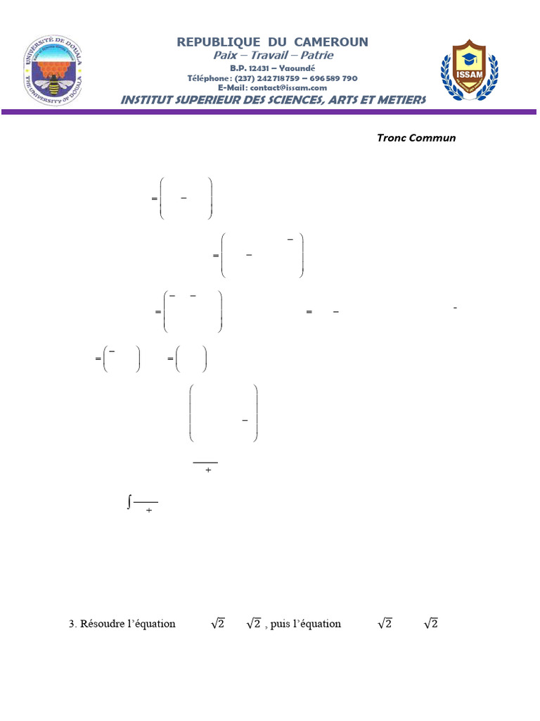 TD2 Maths | PDF | Analyse mathématique | Algèbre linéaire