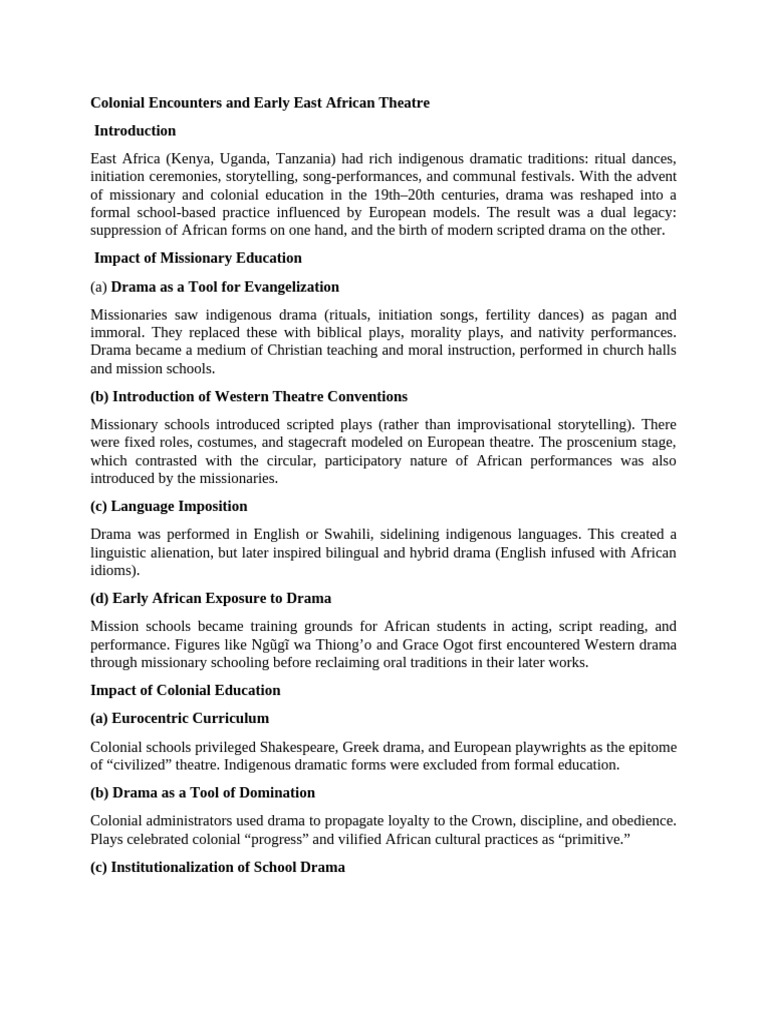 Combined East African Drama Notes | PDF