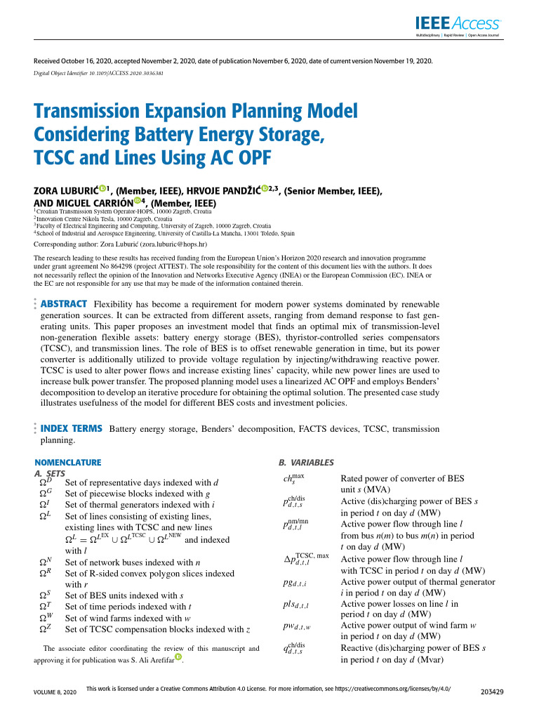 Transmission Expansion Planning Model Considering Battery Energy ...