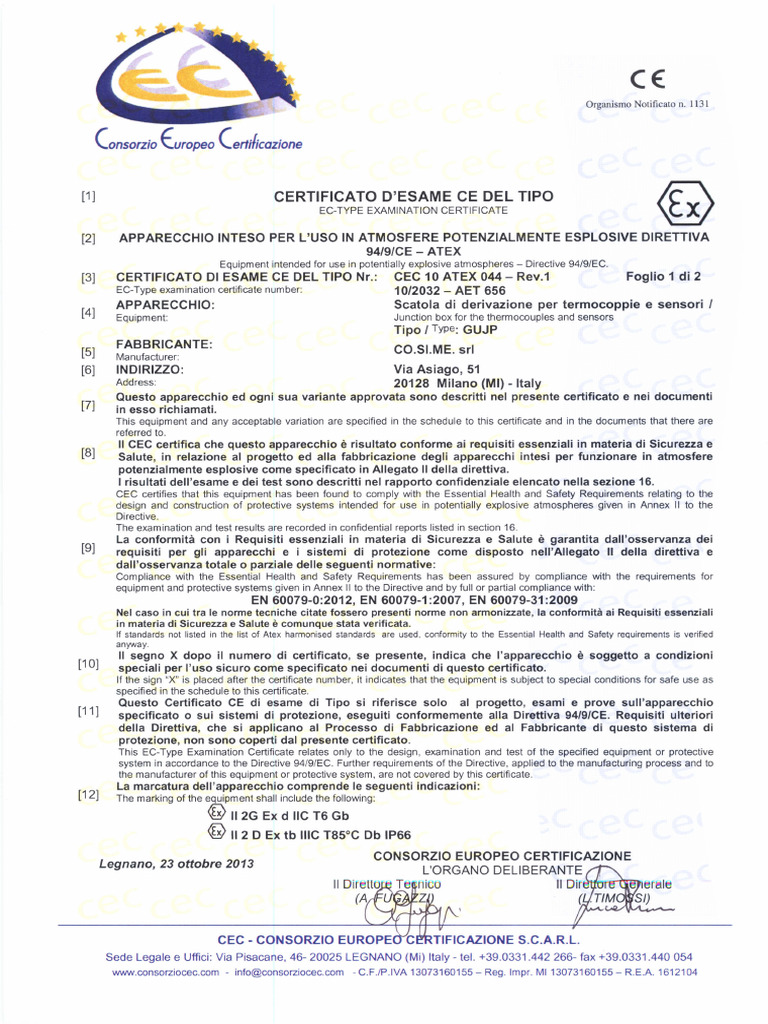 Cec 10 Atex 044 | PDF