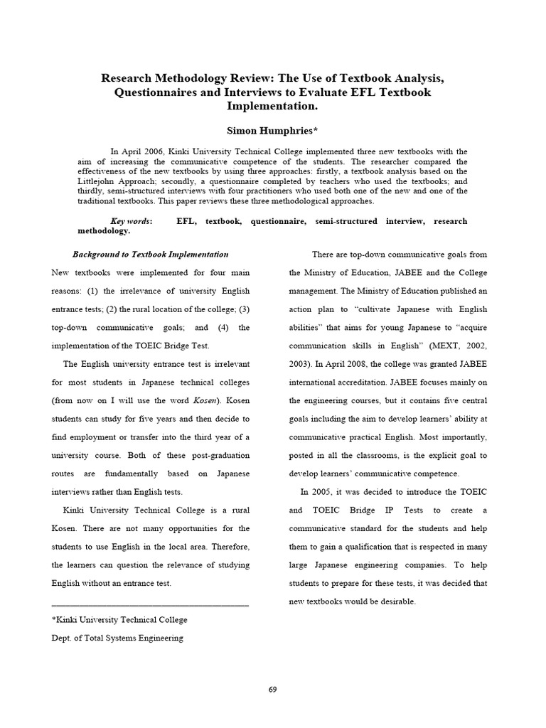 Research Methodology Review The Use of T | PDF | Methodology | Teachers