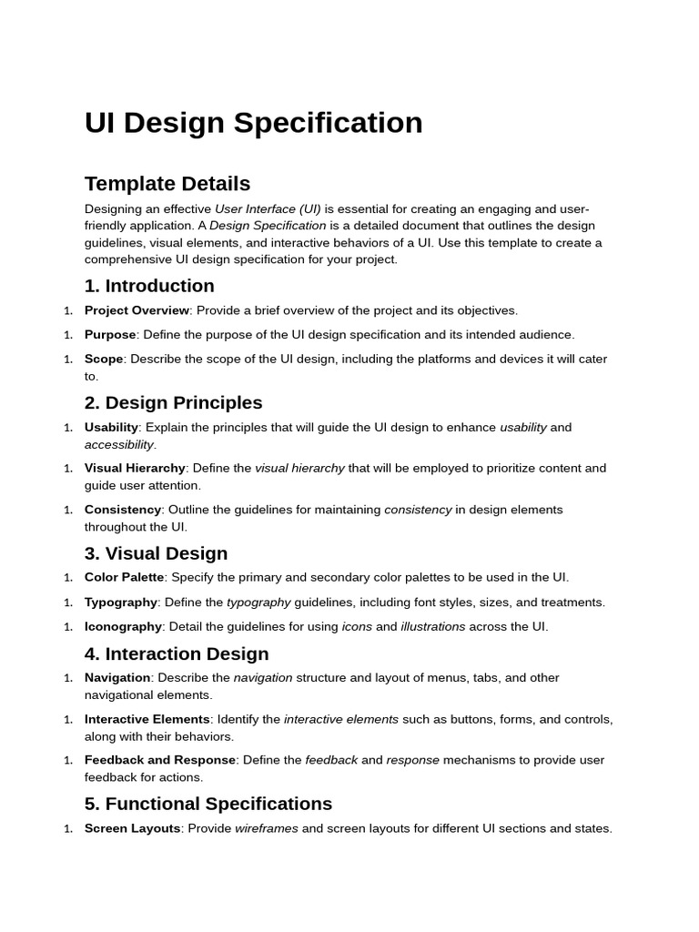 UI Design Specification | PDF | User Interface Design | User Interface