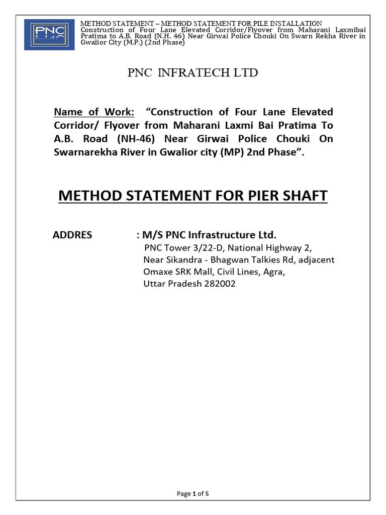 4-Method Statement of Pier Shaft | PDF | Concrete | Civil Engineering