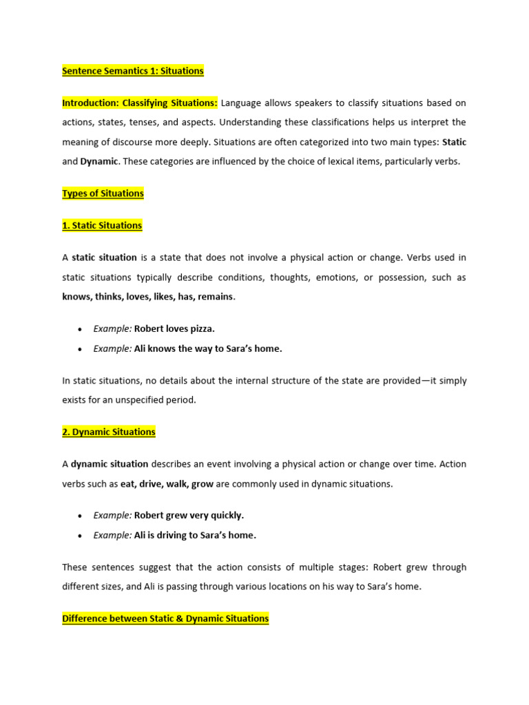 Sentence Semantics, Situations Simplified | PDF | Grammatical Tense | Verb