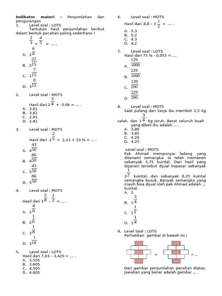 Soal Latihan 6SD PDF | PDF