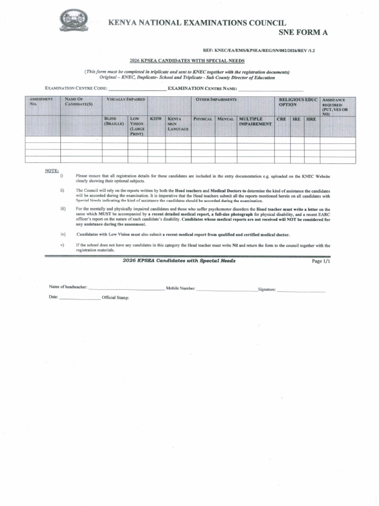 Kpsea Special Needs | PDF