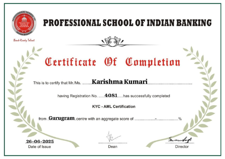 Karishma Kumari's Certificate | PDF