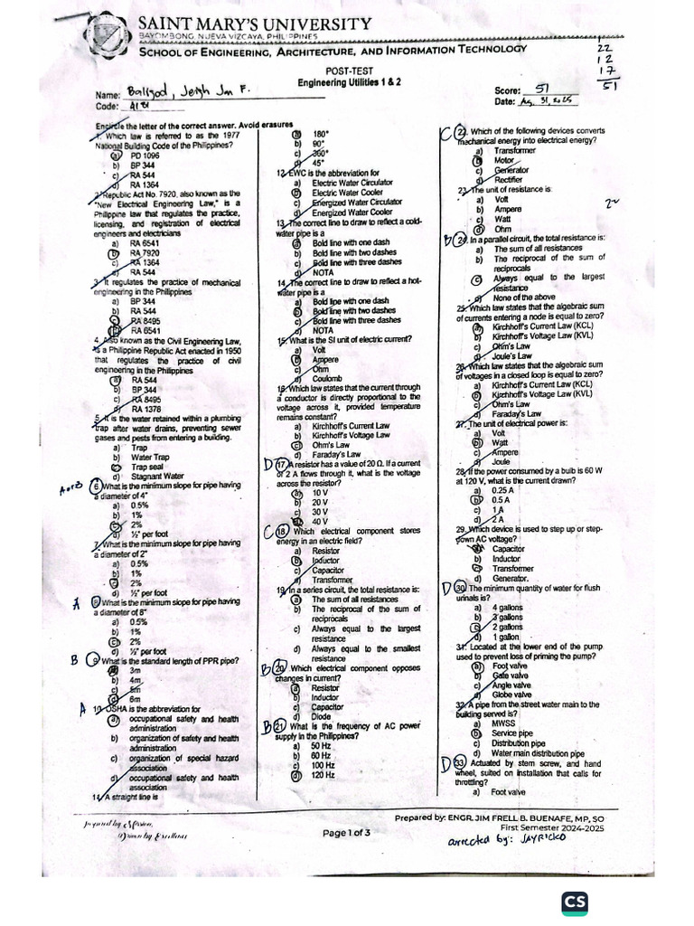Utilities Post Test | PDF