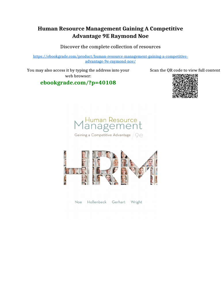 Human Resource Management Gaining A Competitive Advantage 9e Raymond ...
