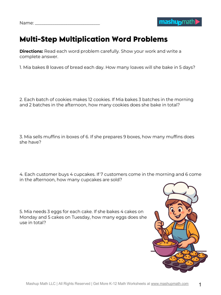 Multi Step+Multiplication+Word+Problems+ (A) | PDF