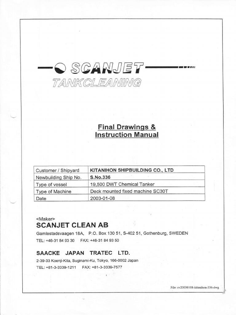 Scanjet Manual-Tank Cleaning Fixed Machine (SC 30T) | PDF