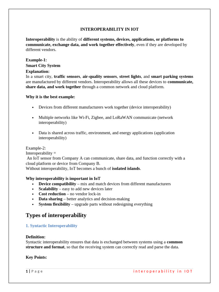 Interoperability in IoT | PDF | Interoperability | Internet Of Things