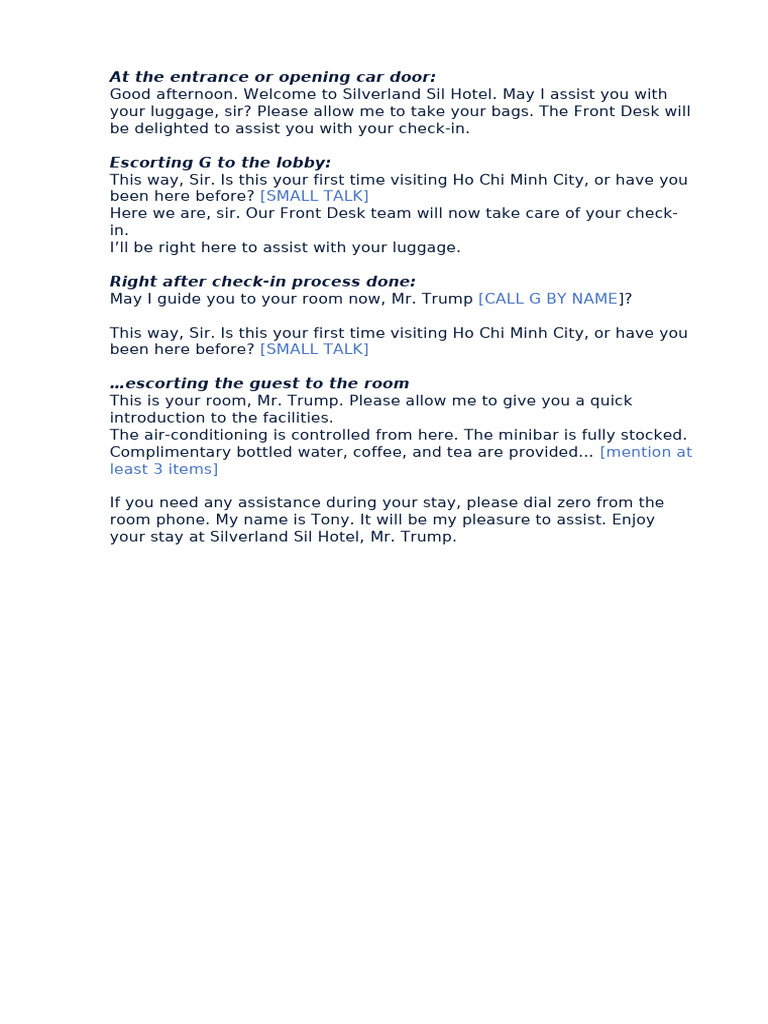 Welcome, Escorting G To The Room | PDF