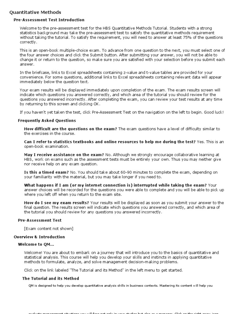 Quantitative Methods Management Tutorials | PDF | Standard Deviation ...