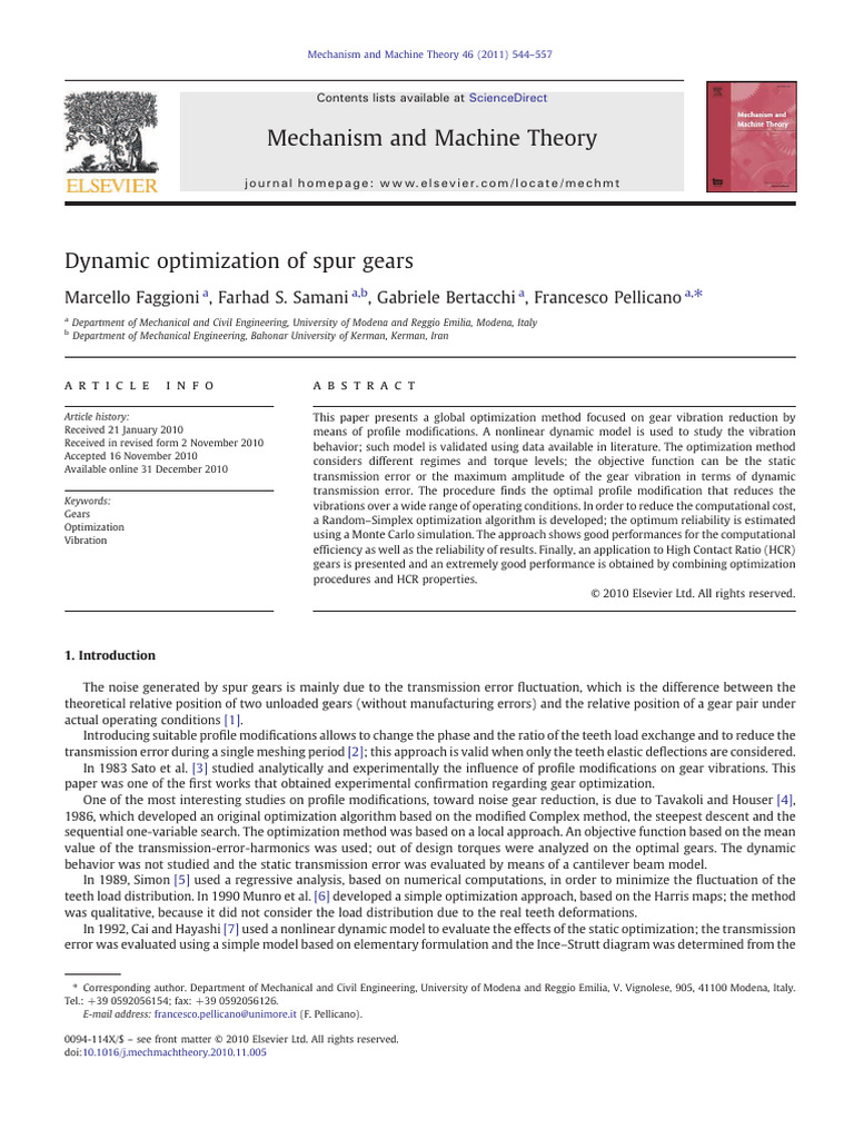 Dynamic Optimization of Spur Gears | PDF | Mathematical Optimization | Gear