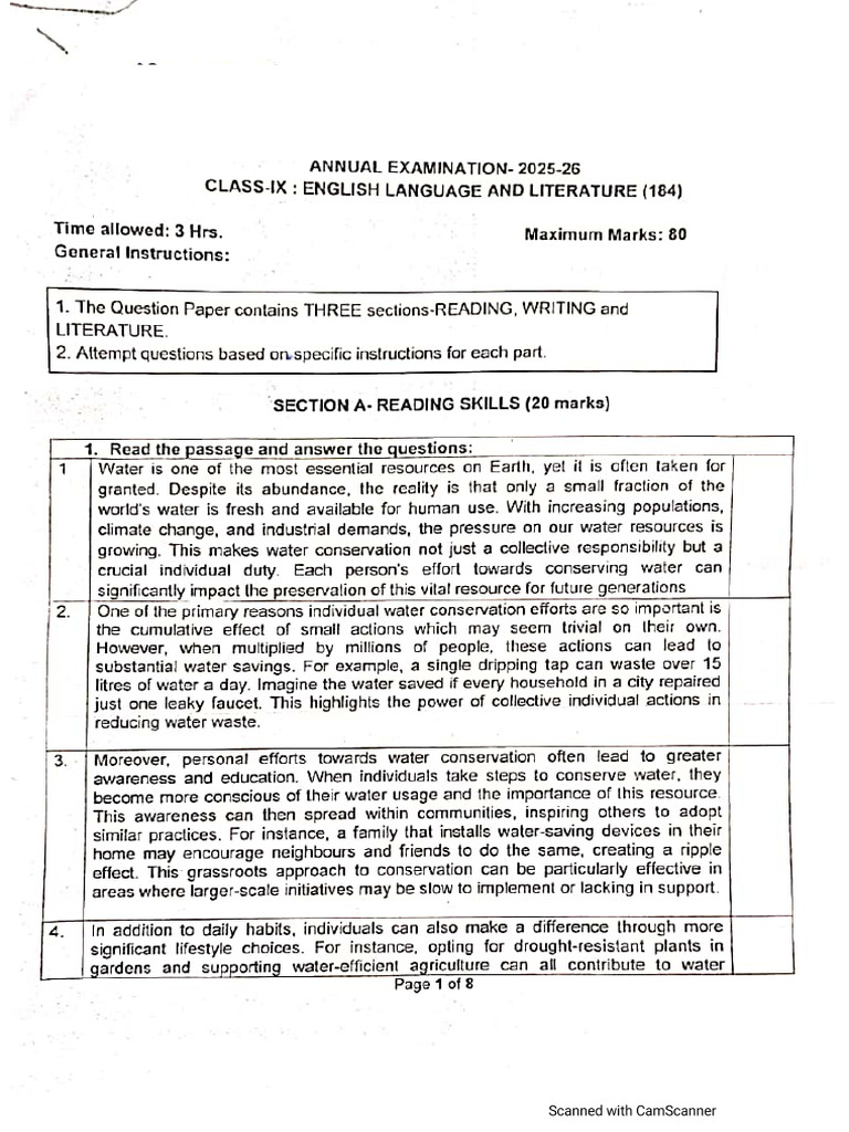 9th Practice Paper | PDF