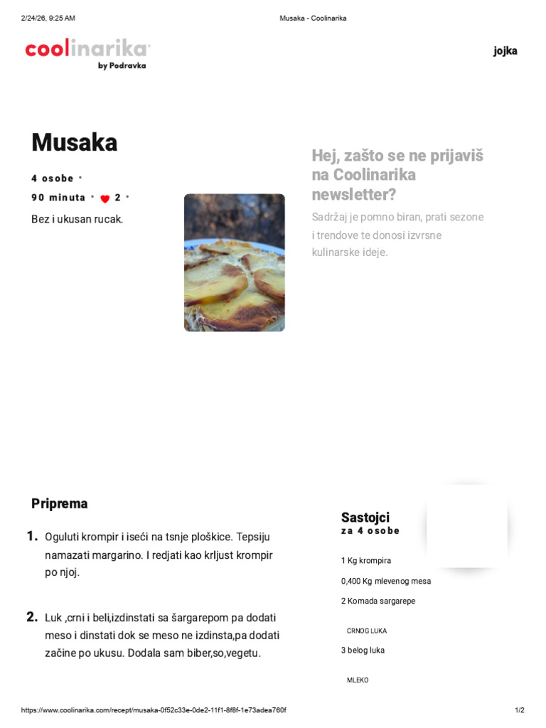Recept Musaka | PDF