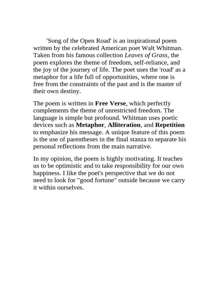 Poem Appreciations | PDF | Poetry
