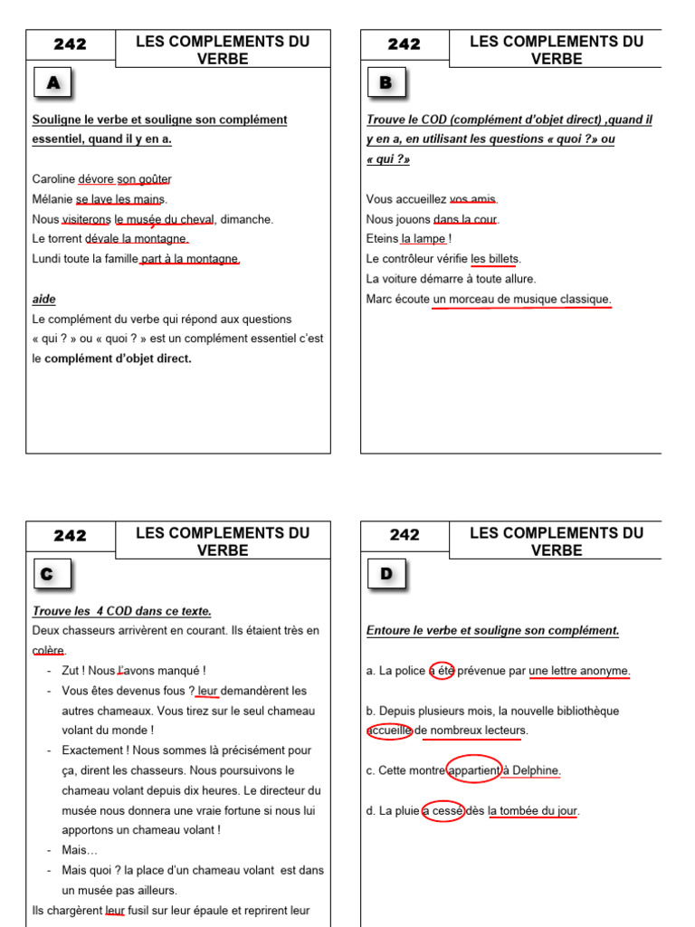 CM 242 Les Complements Du Verbe | PDF
