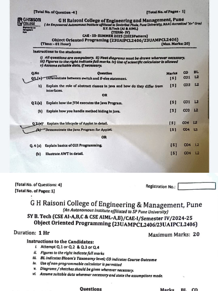 Oops Cae Papers | PDF | Java (Programming Language) | Models Of Computation