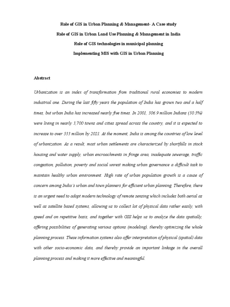 Role of GIS in Urban Planning & Management Rev 2 | PDF | Geographic ...