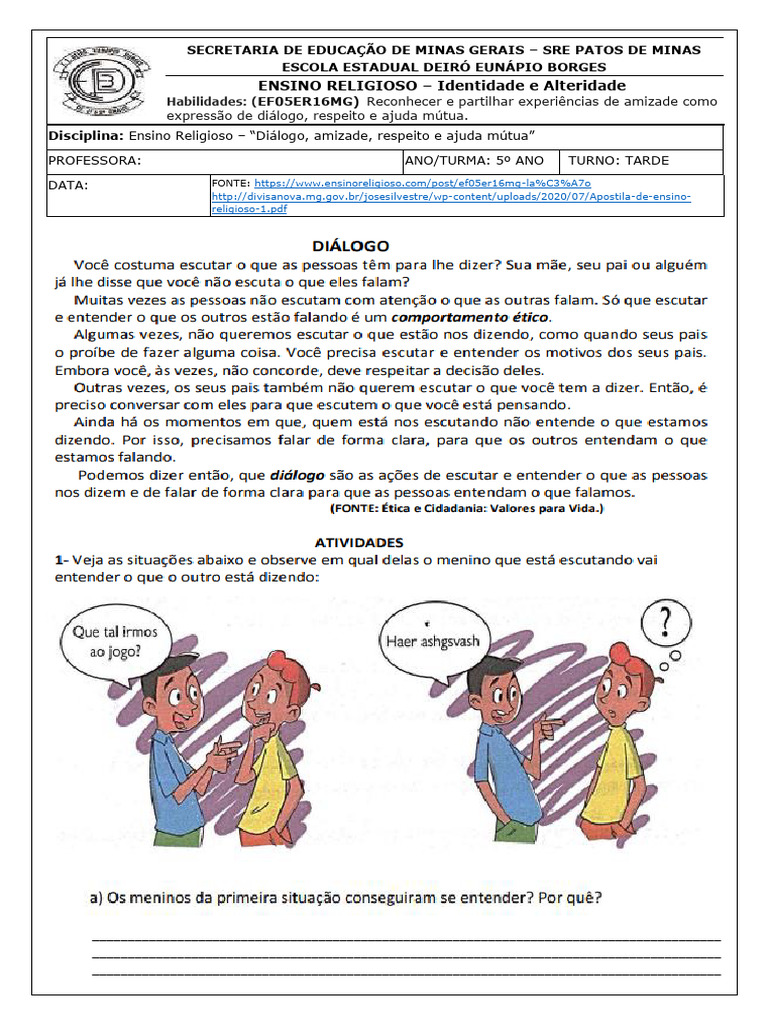 17-02-2022 - Ensino Religioso - Identidade e Alteridade (1) | PDF