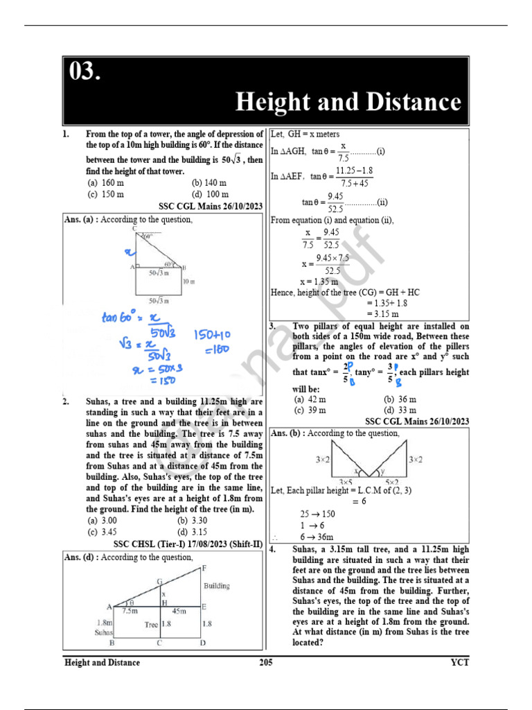Height and Distance | PDF | Elementary Geometry | Euclidean Geometry