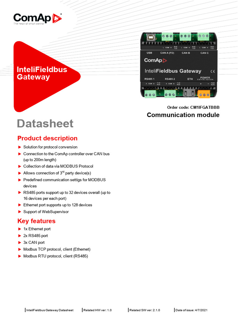 Intelifieldbus Gateway Datasheet 1 | PDF | Electrical Engineering ...