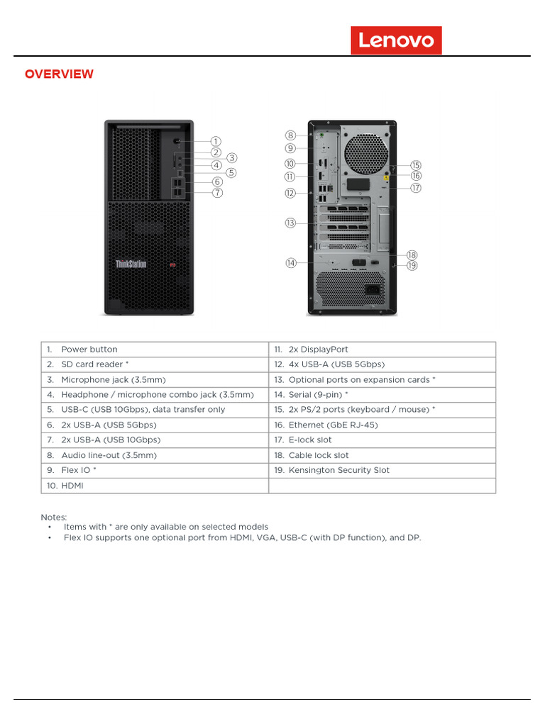 ThinkStation P3 Tower Spec | PDF | Usb | Solid State Drive