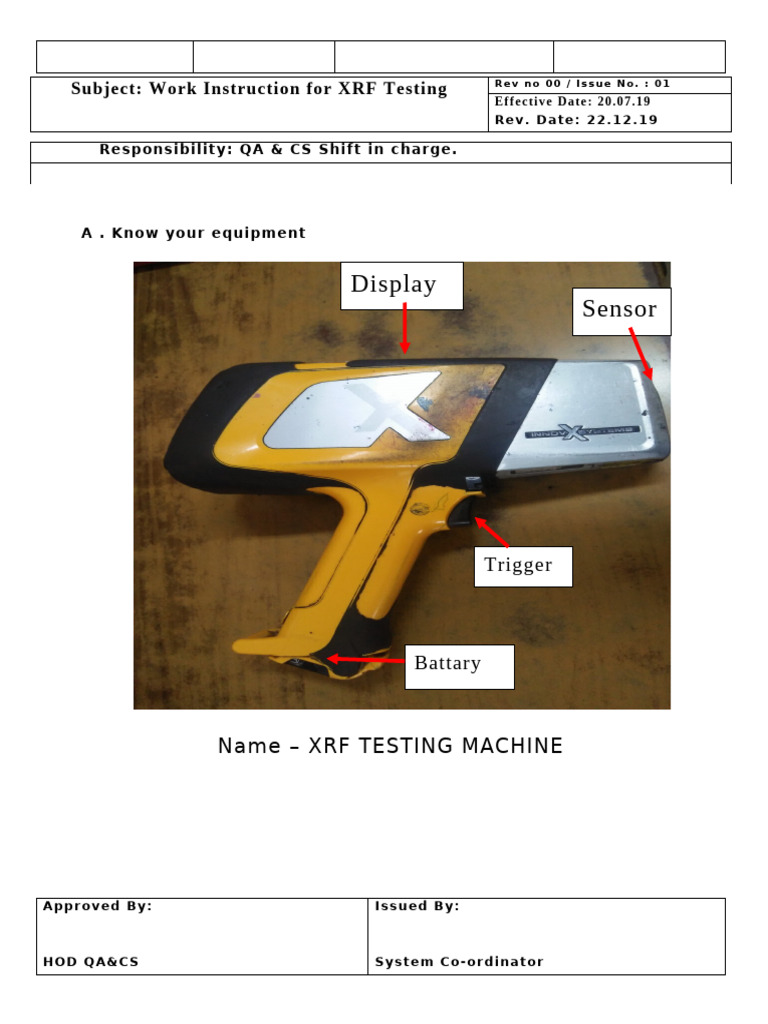 XRF Sop | PDF | Applied And Interdisciplinary Physics | Physical Sciences