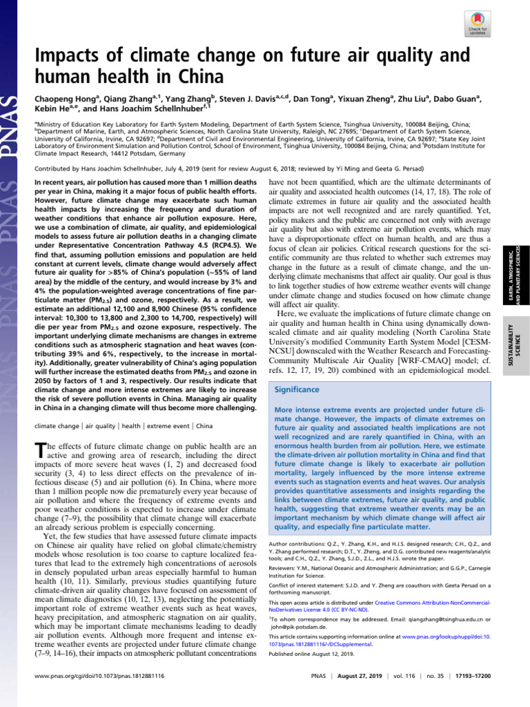Hong Et Al Impacts of Climate Change On Future Air Quality and Human ...