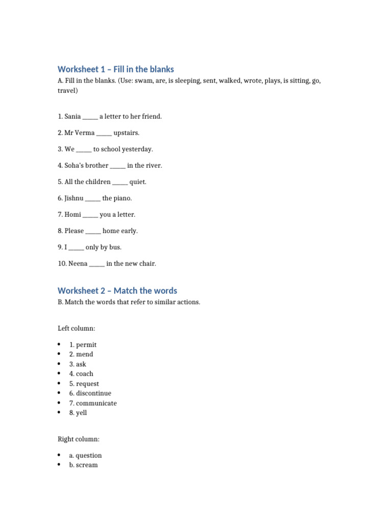English Worksheets Updated | PDF
