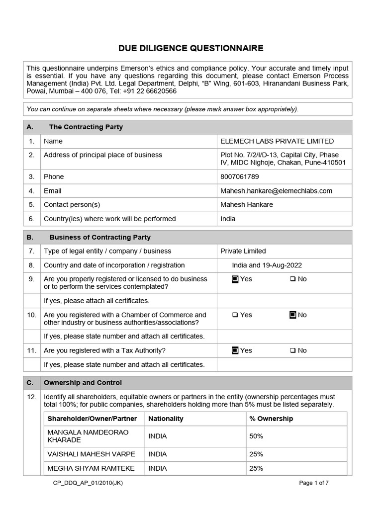 DDQ AsiaPac English | PDF | Employment | Business