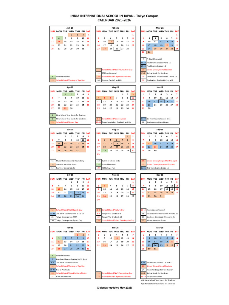 2025 2026 TK Annual School Calendar May Edit | PDF | Astrology ...