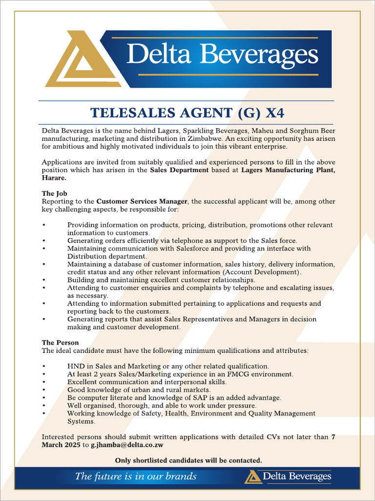 DELTA BEV Telesales Agent | PDF