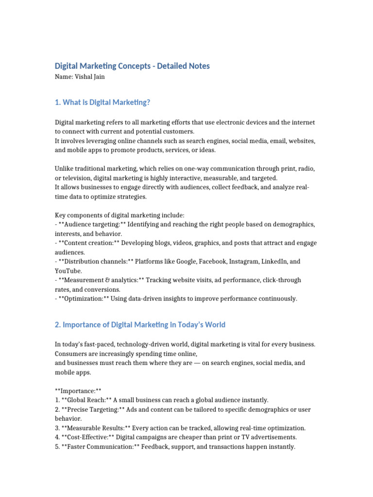 Chapter 1 Introduction To Digital Marketing Complete Notes | PDF ...