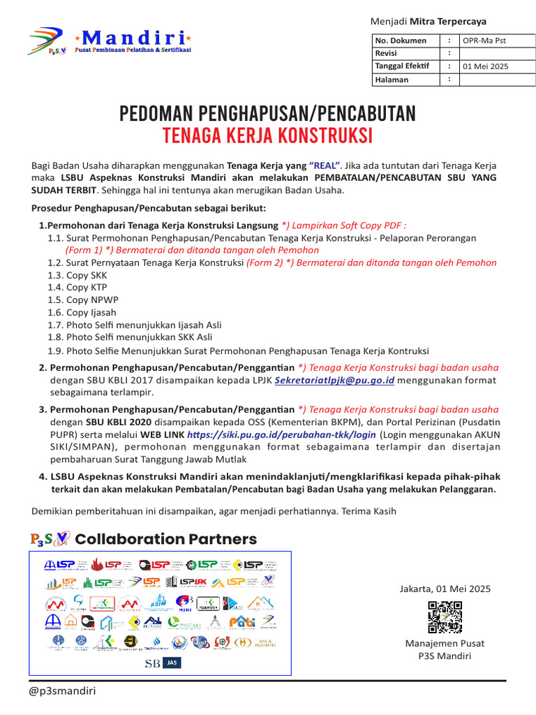 Form Pencabutan SBU Master | PDF