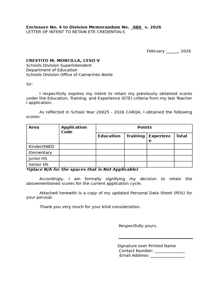 SDO Memo Attachment 4 Hiring Teacher 1 SY 2026 2027 | PDF