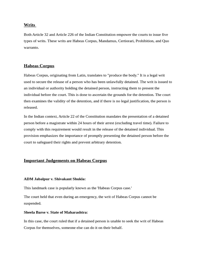 Writs | PDF | Certiorari | Writ Of Prohibition