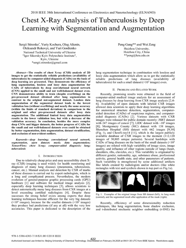 Chest X-Ray Analysis of Tuberculosis by Deep Learning With Segmentation ...