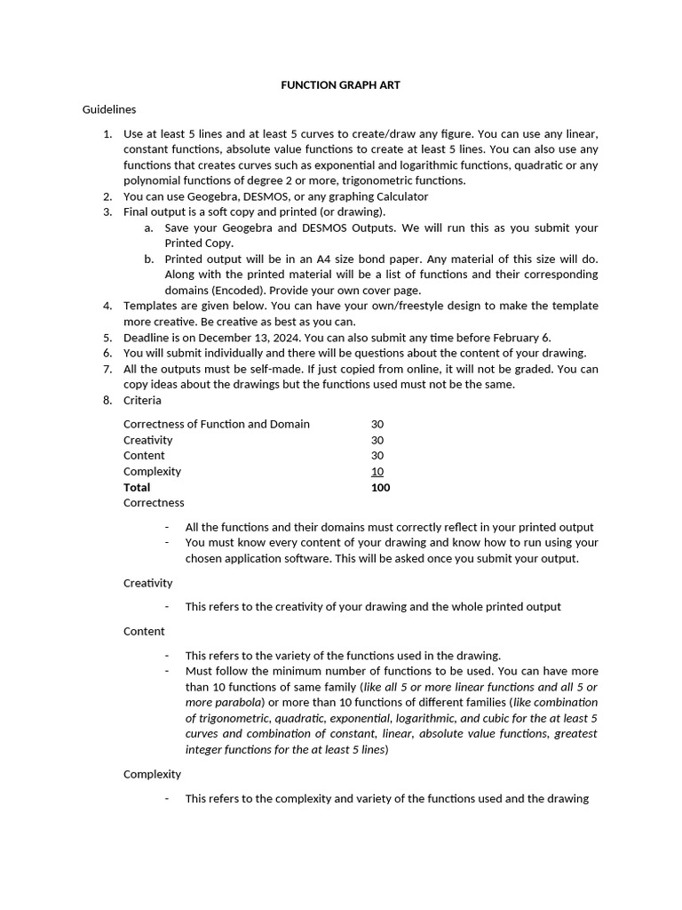 Function Graph Art Bsed 2a | PDF | Function (Mathematics) | Exponential ...