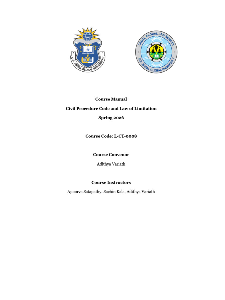 Spring 2026 - CPC Course Manual | PDF | Lawsuit | Disability