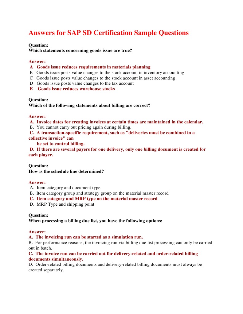 SAP SD Certification Prep Guide | PDF