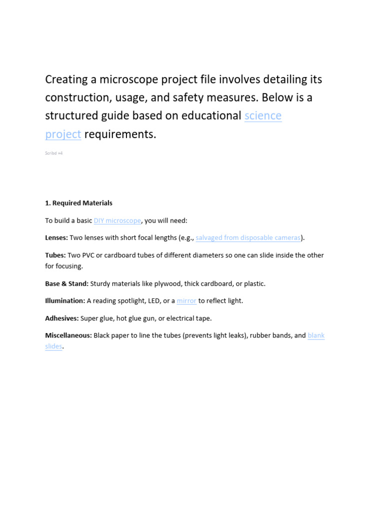 Creating A Microscope Project File Involves Detailing Its Construction ...