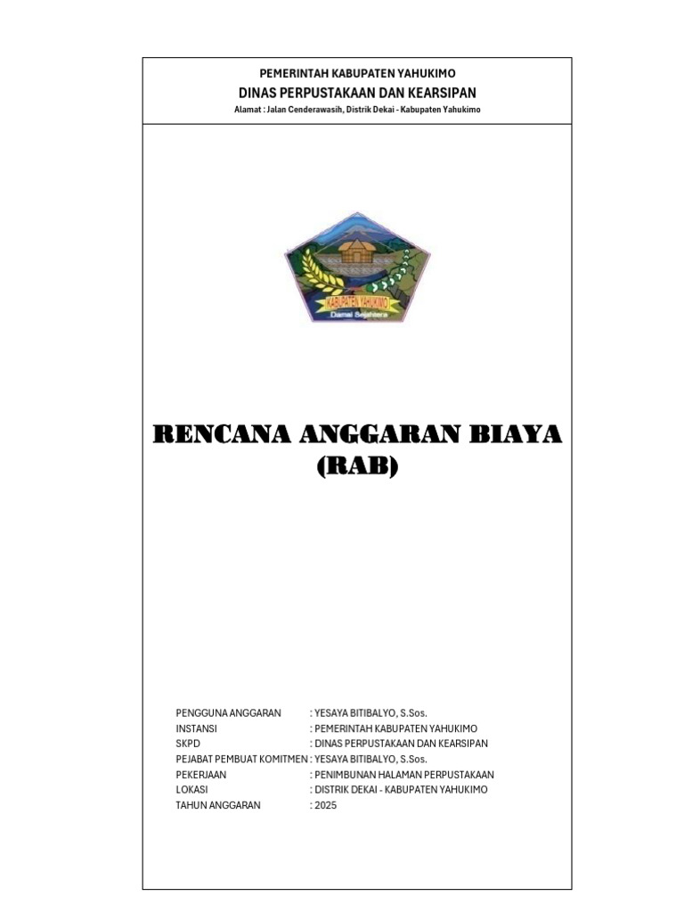 RAB Penimbunan Halaman Kantor Bupati | PDF