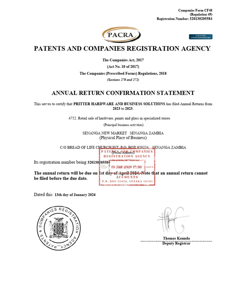 AR Confirmation Statement-1 | PDF