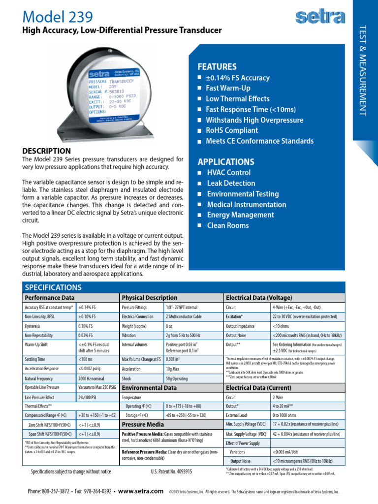 Setra 239 Datasheet | PDF