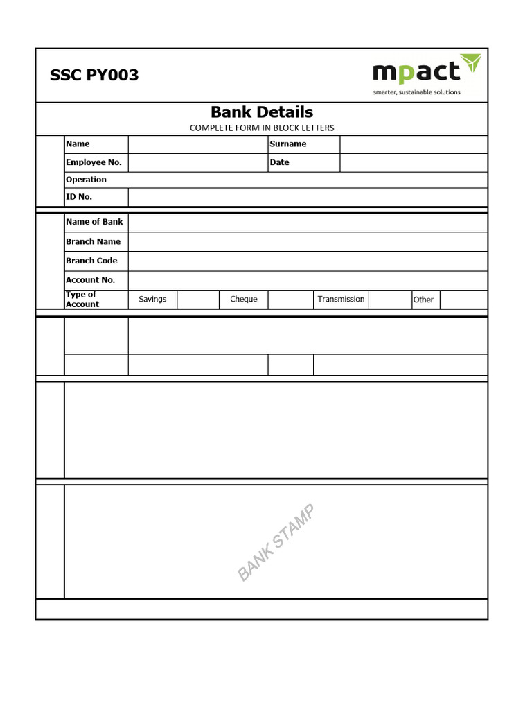 Ess - Py003 Bank Form | PDF