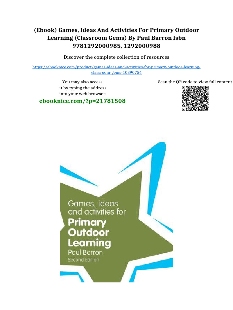 (Ebook) Games, Ideas and Activities For Primary Outdoor Learning ...