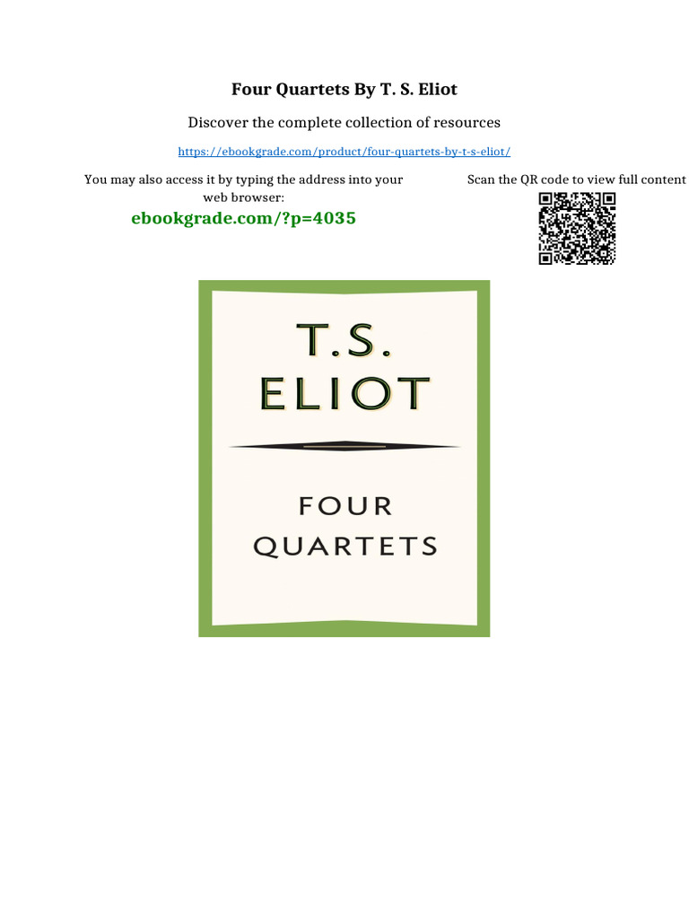 Four Quartets by T. S. Eliot Full Chapters Included | PDF